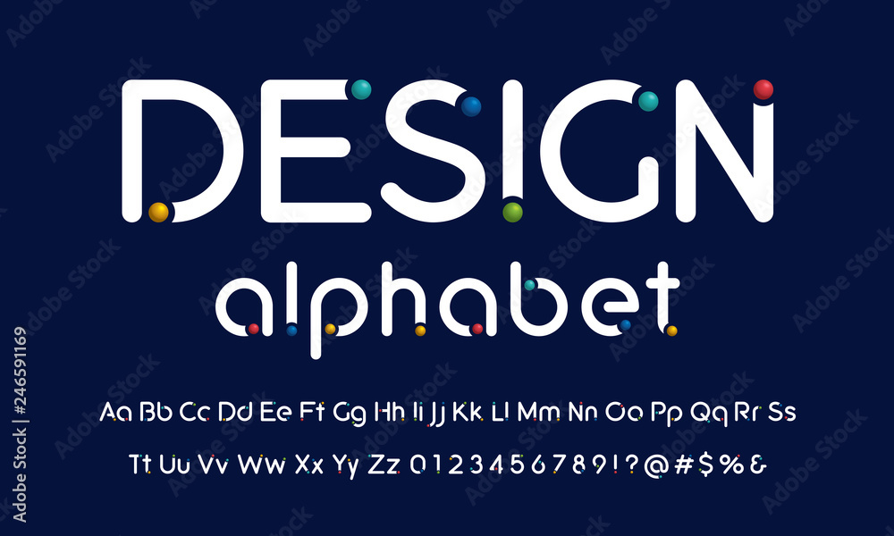 Trendy rounded dot alphabet design