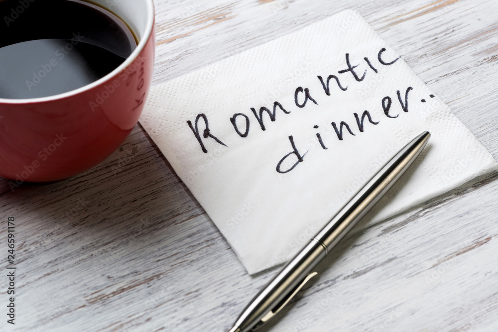 Romantic message written on napkin Romantic message written on napkin