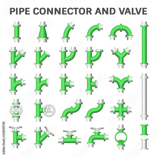 Pipe icon and flange fitting. Include control valve and pressure gauge. For pipeline construction and transportation liquid or gas i.e. oil, natural gas. Also for sewage, plumbing and irrigation.