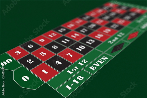 American Roulette Table perspective raster illustration, shallow DoF