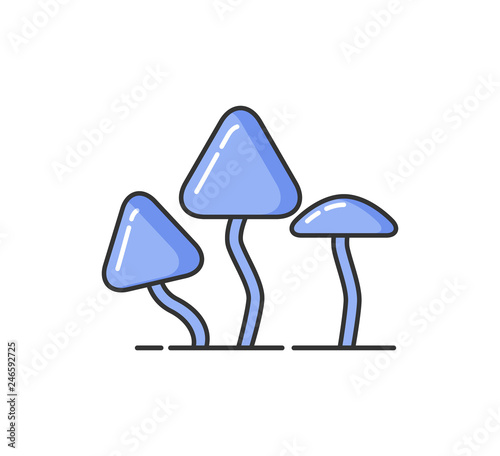 Allergy and hypersensitivity to mushrooms isolated icon vector. Poisonous and dangerous food intolerance of human body to fungus. Sensitivity allergen