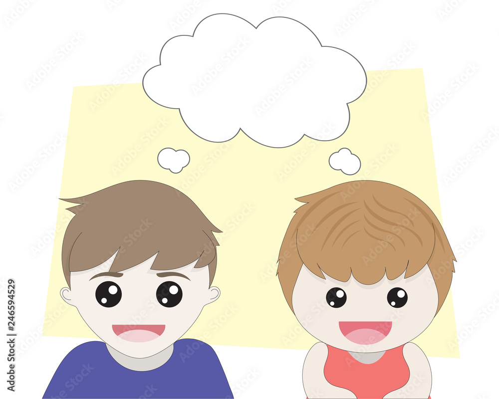 Boy and Girl thinking with balloon concept .Vector Illustration. Boy and Girl thinking with balloon concept .Vector Illustration.