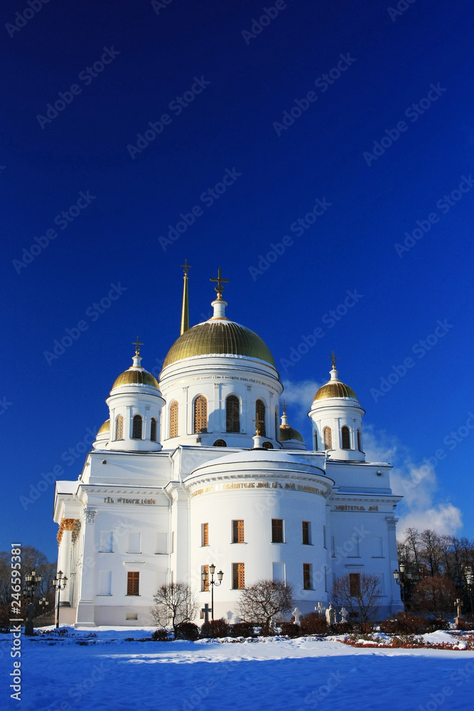 Ancient Orthodox church in the snow