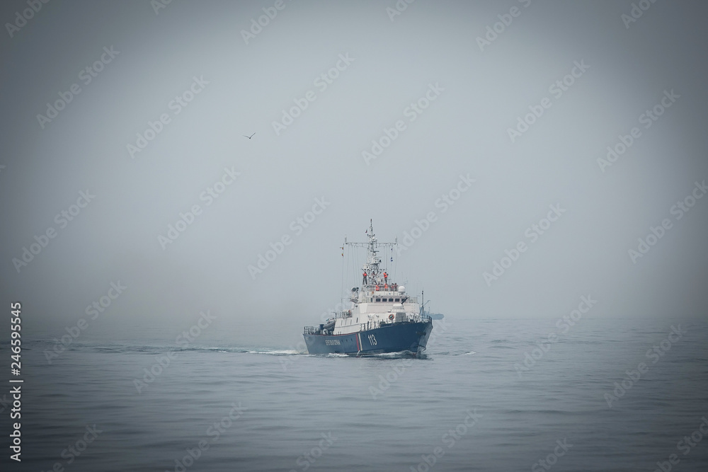 Military exercises of the ships of the border service of Russia to release the captured vessel. Military exercises of the ships of the border service of Russia to release the captured vessel.