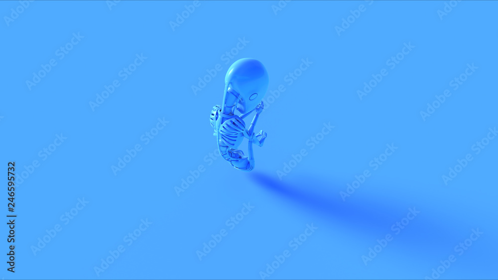 Blue Futuristic Artificial Intelligence Embryo Baby 3d illustration 3d render