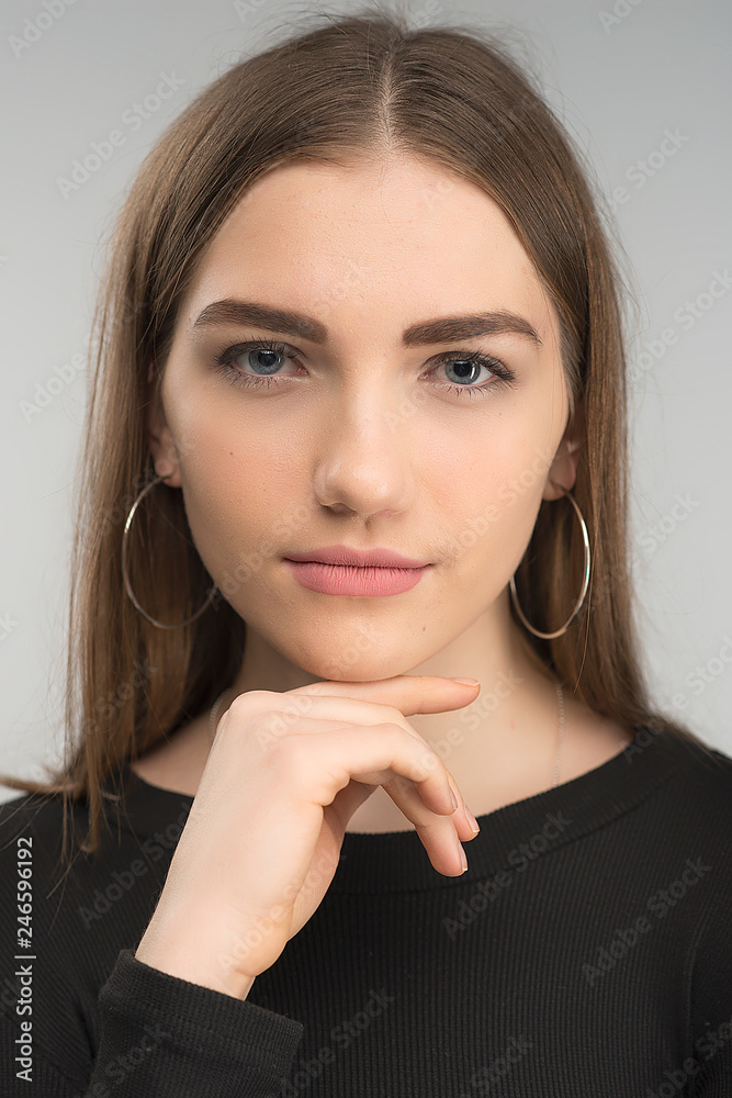 Closeup face portrait of pretty blonde woman with fresh skin. - Vertical image Closeup face portrait of pretty blonde woman with fresh skin. - Vertical image