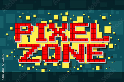 Red pixel retro zone button for video games