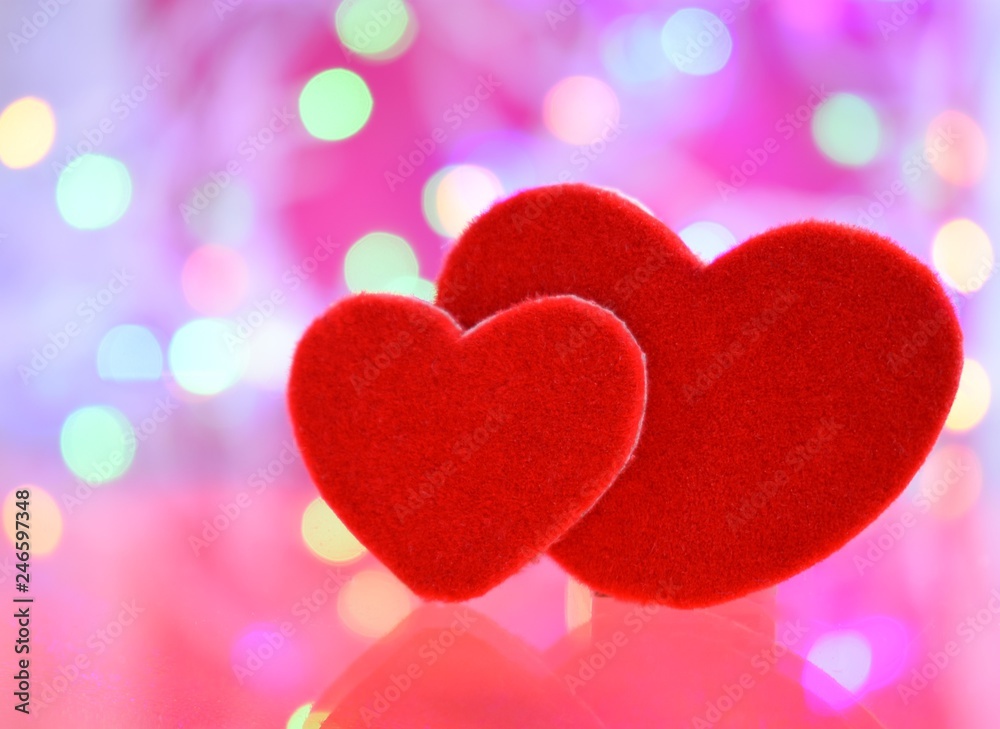 hearts on red background