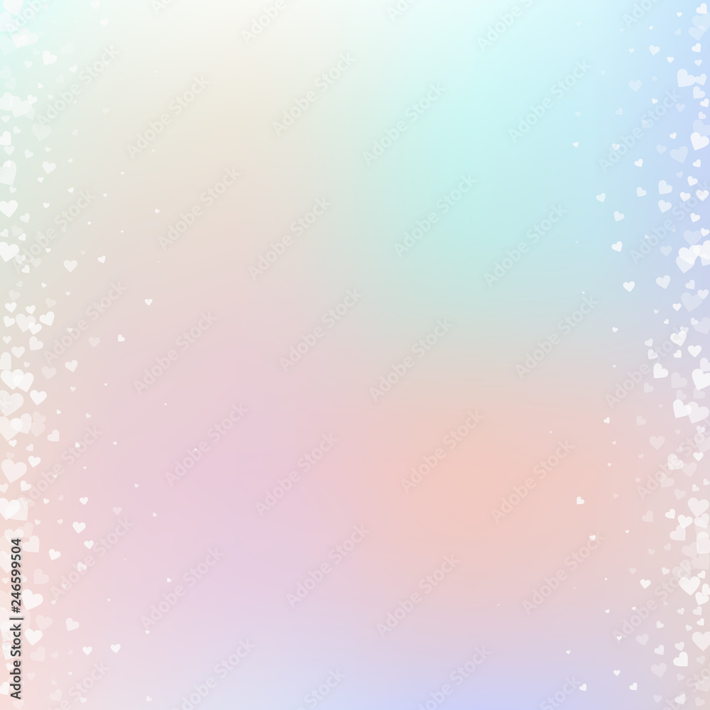 White heart love confettis. Valentine's day border White heart love confettis. Valentine's day border