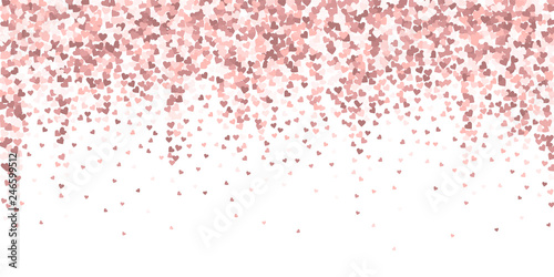 Pink heart love confettis. Valentine's day falling