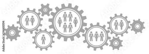 Business People Men/Women Gears Border Graphics Grey