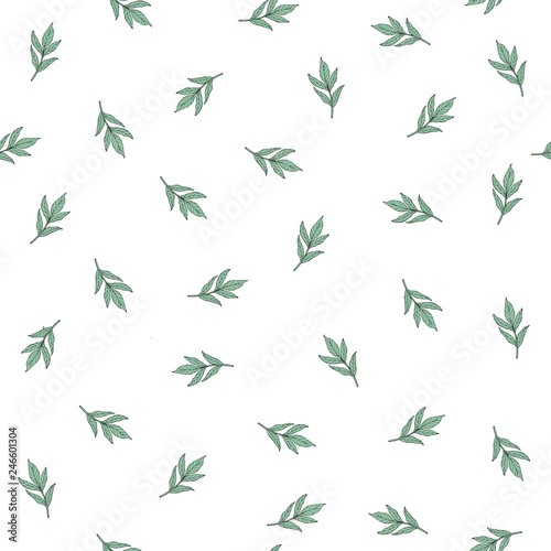 Fototapeta Naklejka Na Ścianę i Meble -  Seamless tropical pattern with leaves. Hand drawn vector