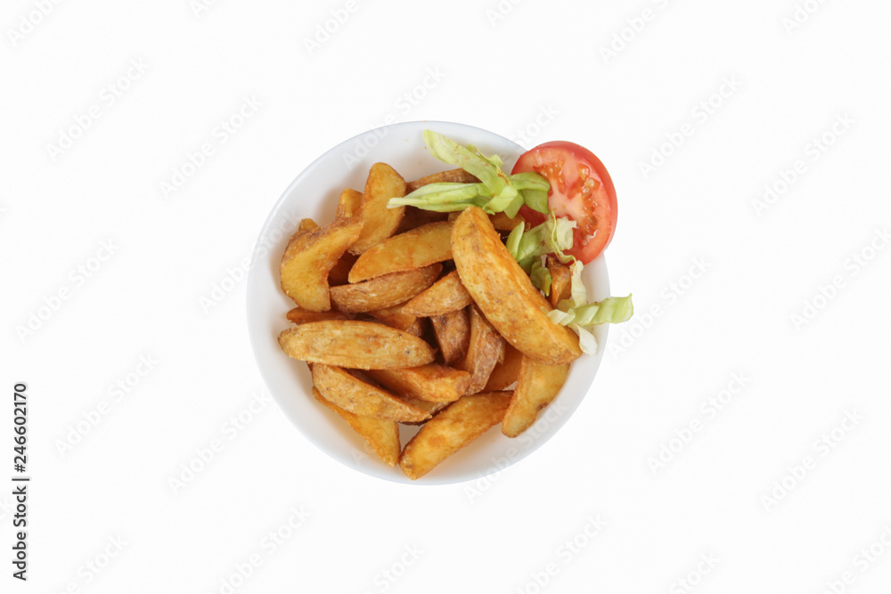 French fries on a white plate French fries on a white plate