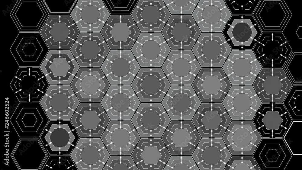 Drawing Abstract Hexagons on a Black Background, Beautiful 3d animation. 4K. Drawing Abstract Hexagons on a Black Background, Beautiful 3d animation. 4K.