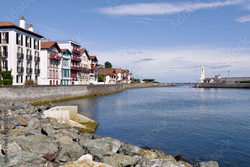 Entrance channel of port of Cibourre and Saint-Jean-de-Luz with the lighthouse, communes in the Pyrénées-Atlantiques department in south-western France