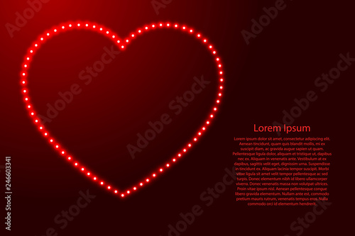Heart love romantic symbol for Valentine s day from luminous red stars space points on the contour for banner  poster  greeting card. Vector illustration.