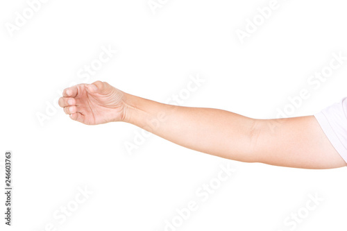 Male hand gestures isolated over the white background. © aekkorn