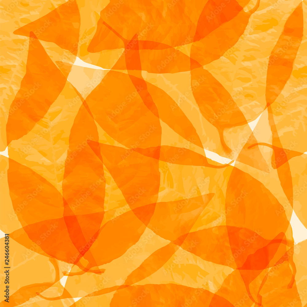 Dry transparent yellow autumn leaves. Seamless vector pattern.