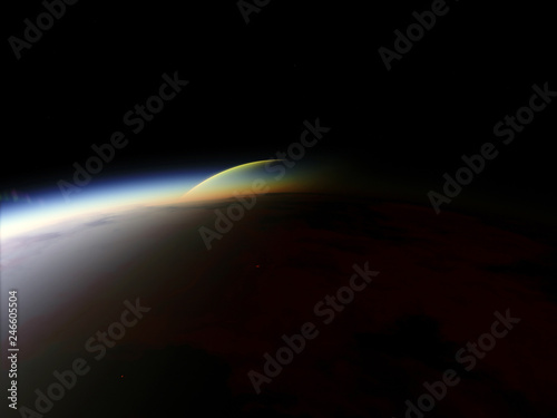 Planet in the space. Colorful art. Solar system. Gradient color. Space wallpaper. High quality, resolution, 4k. Elements of this image furnished by NASA.