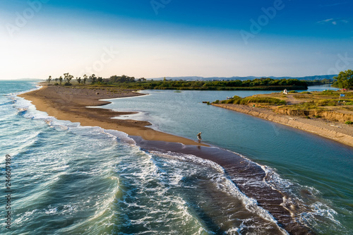 Aerial view of  the delta of the river Alpheios  in the Peloponnese, in Greece © ververidis