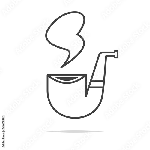 Tobacco pipe line icon vector isolated