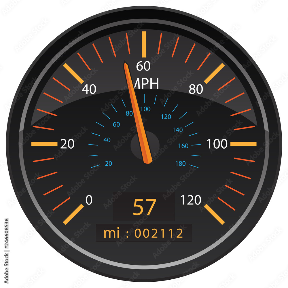 MPH Miles per Hour Speedometer Odometer Automotive Dashboard Gauge Vector Illustration MPH Miles per Hour Speedometer Odometer Automotive Dashboard Gauge Vector Illustration