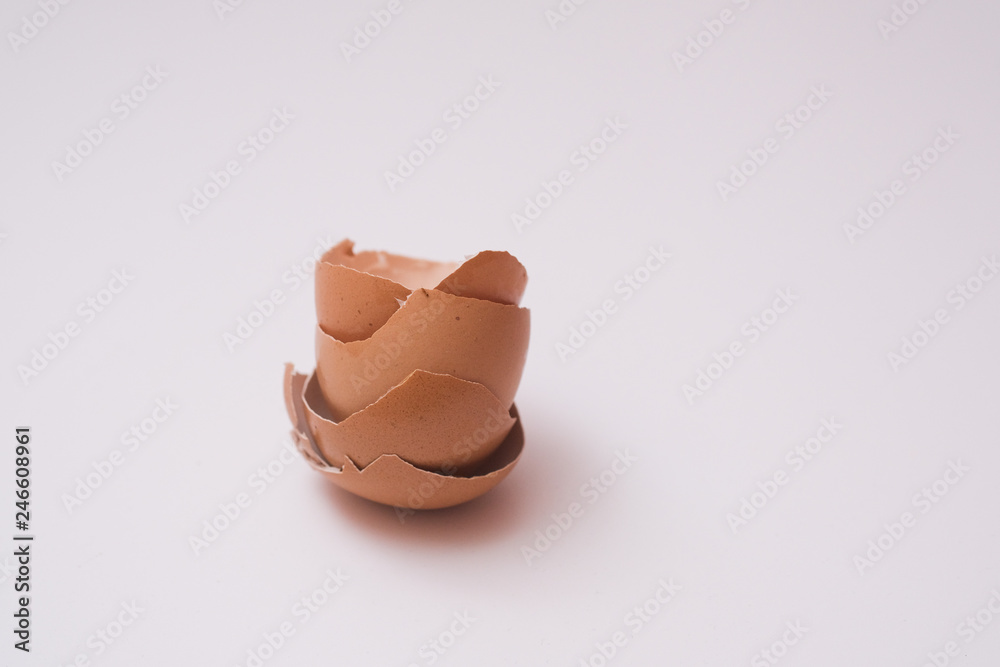 egg shells shot on a plain white background. egg shells shot on a plain white background.