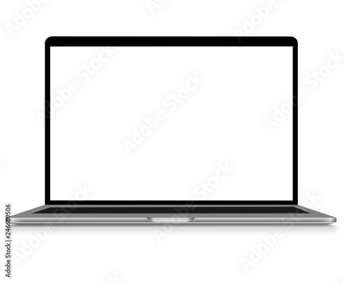 Laptop with blank screen isolated on white background, Vector