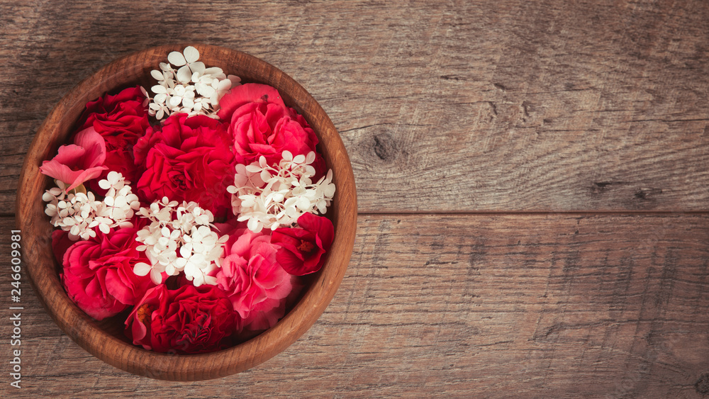 Valentines day background. Valentines day table place setting. Wooden table with copy space Valentines day background. Valentines day table place setting. Wooden table with copy space
