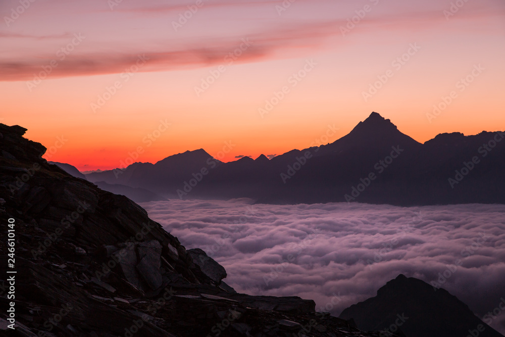 Sunrise in the swiss Alps, europe