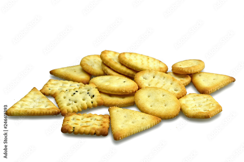 Crackers isolated on white background Crackers isolated on white background