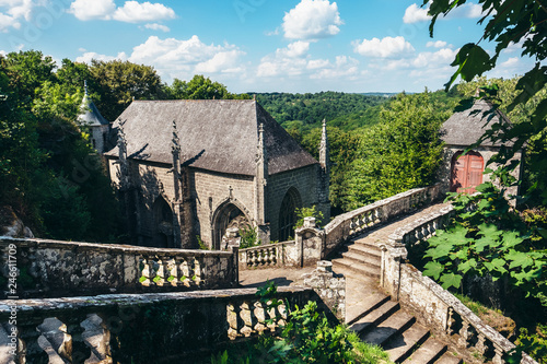 Chapel Sainte Barde, a resplendent jewel in the heart of Brittany and its mythical forests filled with magic. photo