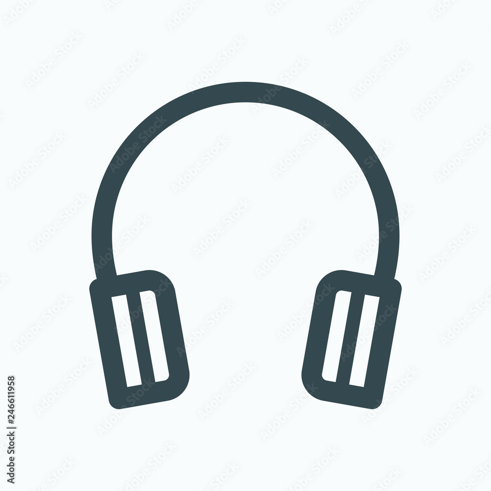 Headphones outline icon, computer headphones vector icon Headphones outline icon, computer headphones vector icon
