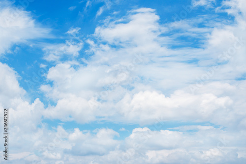 soft white clouds in the blue sky background © prapann