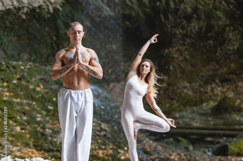 Yoga in Pair. Couple Women. Duo Pose Stock Photo - Image of nature, couple:  63662610