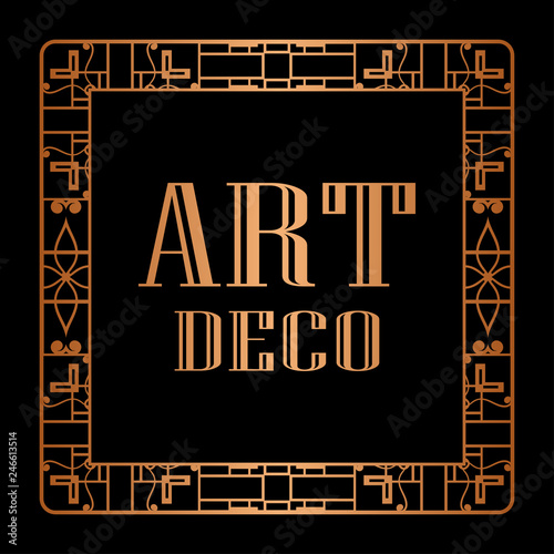 Vintage invitation frame in art deco. Retro style border frame and label. Old retro vintage deco art design