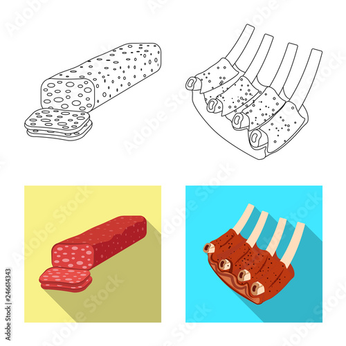 Vector design of meat and ham logo. Set of meat and cooking stock symbol for web.