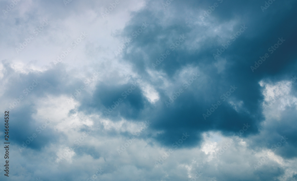 Stormy cloud on grey sky. Cloudscape photo background. Moody skyscape with rain cloud. Stormy cloudiness banner template Stormy cloud on grey sky. Cloudscape photo background. Moody skyscape with rain cloud. Stormy cloudiness banner template