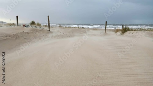 Slow motion shot of a strong storm in Rostock Warnem√ºnde at new year's day photo