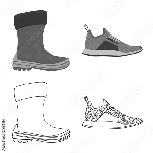 Vector illustration of shoe and footwear logo. Collection of shoe and foot stock vector illustration.