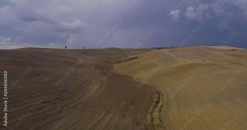 Aerial, beautiful view on tuscan fall landscape on a rainy day in Italy Aerial, beautiful view on tuscan fall landscape on a rainy day in Italy