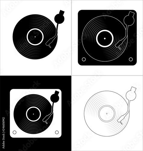 vinyl record disc flat simple concept vector illustration