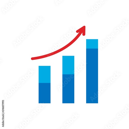 Vector growing graph icon. Arrow move up symbol.