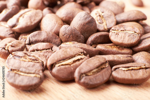 fragrant roasted coffee beans close-up
