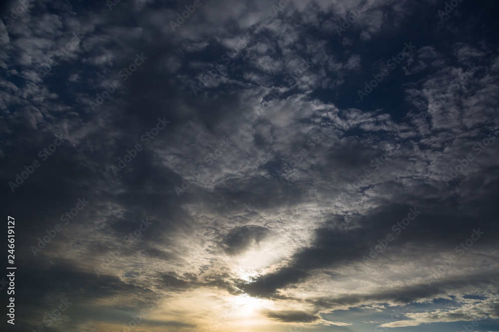 Dark stormy sky. Gloomy clouds. Overcast weather Dark stormy sky. Gloomy clouds. Overcast weather