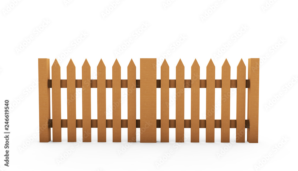 Brown wooden fence isolated on white background with parallel plank old. Object with clipping path 3d render Brown wooden fence isolated on white background with parallel plank old. Object with clipping path 3d render