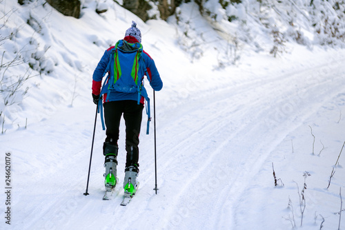 Ski mountaineering at winter country