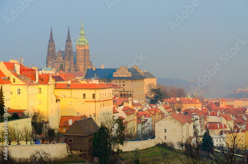 Beautiful view of Prague Castle from observation deck at Strahov Monastery, Prague, Czech Republic