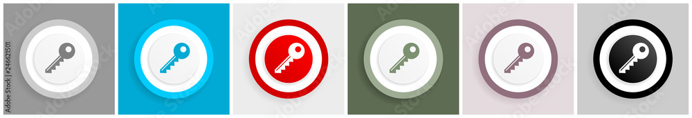 Key icon set, vector illustrations in 6 options for web design and mobile applications Key icon set, vector illustrations in 6 options for web design and mobile applications