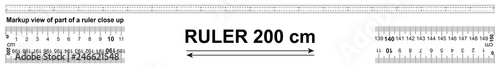 Bidirectional ruler 200 cm or 2000 mm.
